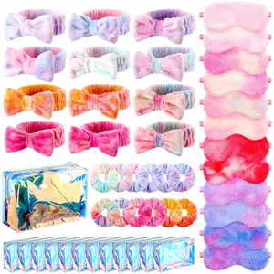 48 count Sleepover Party Supplies for Women Slumber Party Supplies for Girls  Favor Headband Eye Mask Hair Scrunchies Toiletry Bag(Colorful,Cute)