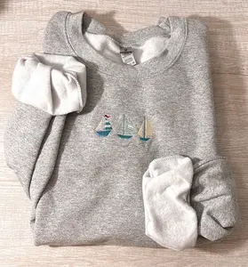 Sailboat Embroidered Sweatshirt, Embroidered Sweatshirt, Crewneck sweatshirt, Gift For Her, Him