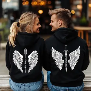 "His angel" "Her guardian"Matching Couple Hoodies, Funny Sweatshirt for Boyfriend and Girlfriend, Valentine's Day Gifts for Me