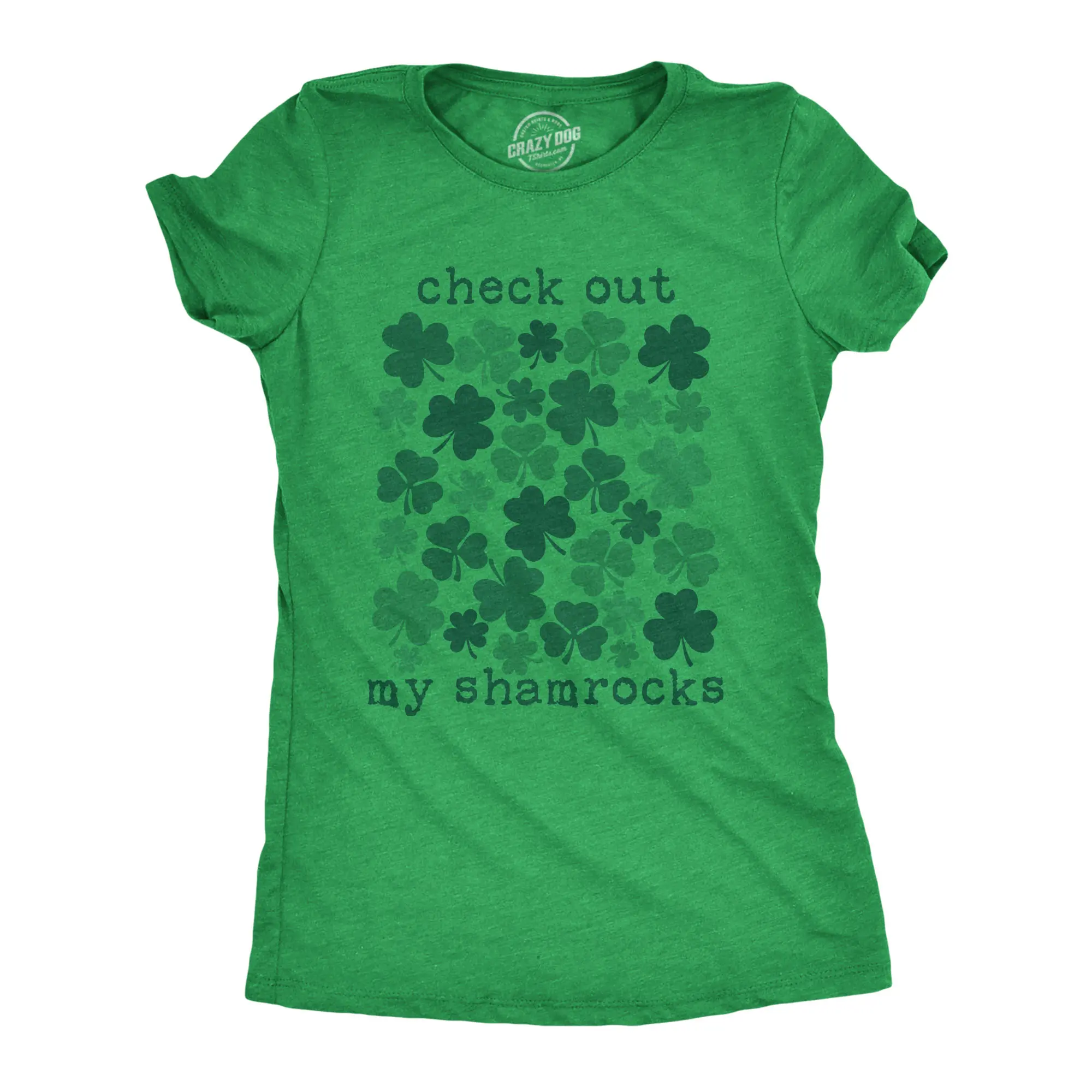 Womens Check Out My Shamrocks T Shirt Funny Saint Paddys Day Clover Graphic Tee for Ladies Funny Womens T Shirts Cute Vintage Fashion Casual Ladies T-Shirt Gift Saint Patrick's Day Tops for Women Women's Green