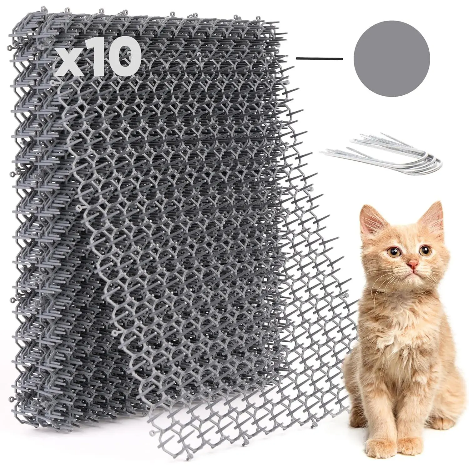 10 Pack   Scat Mat for Cats -  Spike Mat 16.5 x 13.4 Inch with 1 Inch Spikes is  to Keep Cats  Indoor and Outdoor