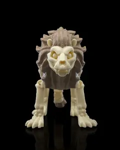 Halloween Articulating Lion Skeleton Decoration – Poseable Haunted House Prop and Spooky Toy for Party Displays
