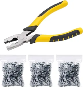 900 count Wire Cage Clips with 1 count Wire Cage Buckle Snap Plier, Hog Wire Pliers Hog Ring Pliers for Chicken Pet   Cage