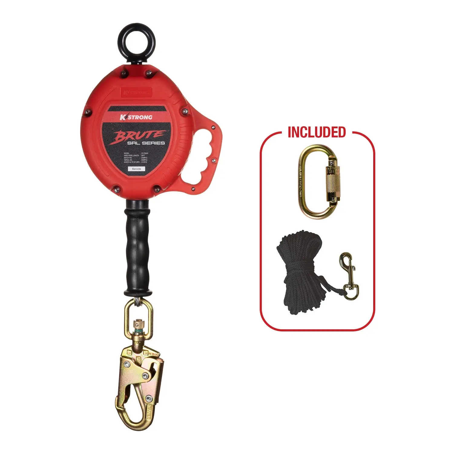 K Strong BRUTE 20' Galvanized Steel Cable SRL with Swivel Snap Hook UFS310020
