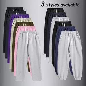 Men's casual fleece sports pants with drawstring waistband, solid color basic style, suitable for everyday wear, home leisure, and outdoor activities, unisex cuffed or straight-leg jogging pants. comfort warmth