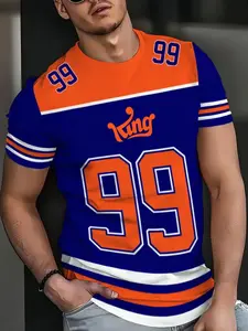 Men's 3D Racing Car Icon Graphic Print Fitted T-Shirt, Breathable Polyester Knit Fabric, Street Style Casual Short Sleeve Top, All Season Wear