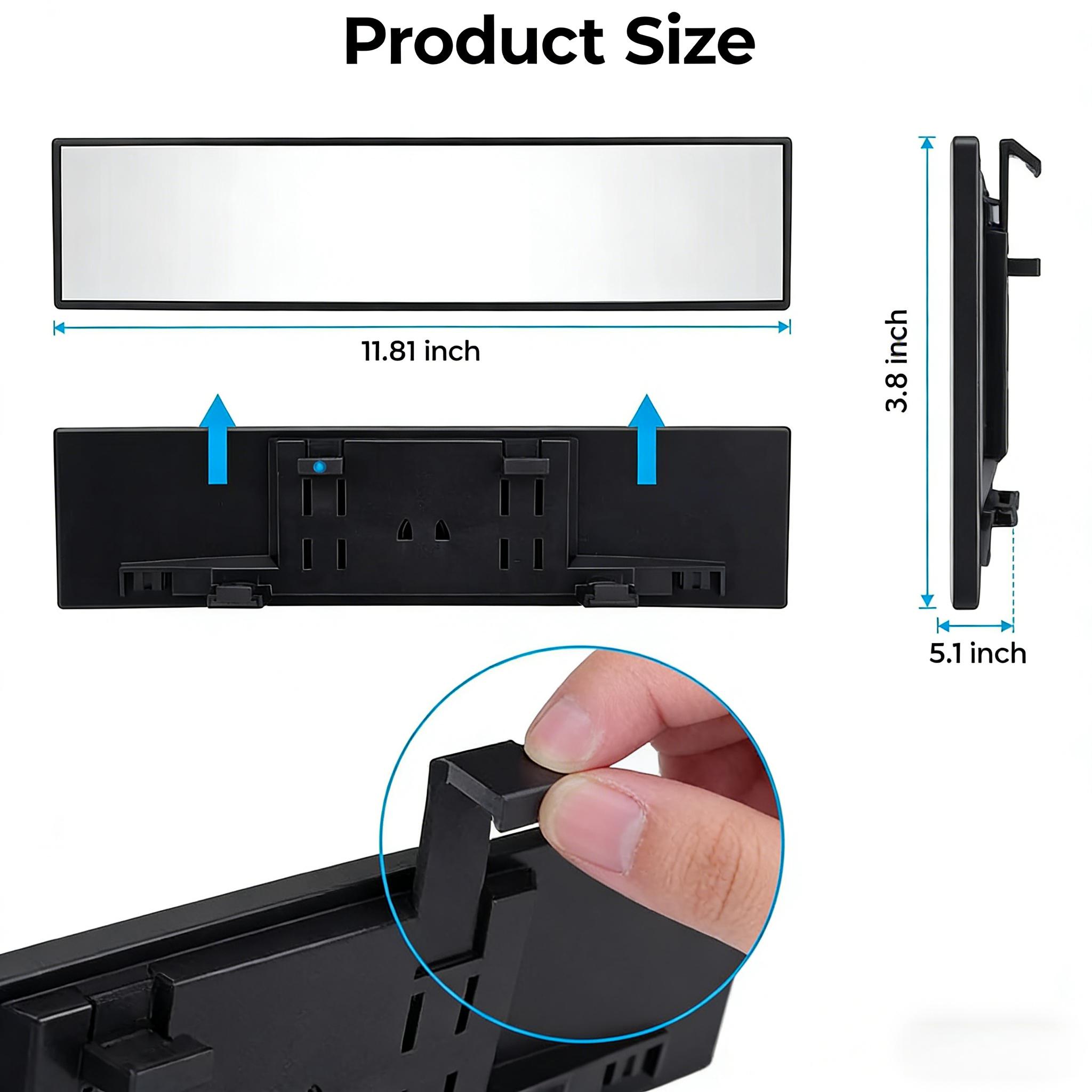 Universal 11.81-inch panoramic convex embedded wide-angle rearview mirror, which can effectively reduce the risk of car accidents SUV、 The impact of blind spots on trucks, anti fall design - transparent version