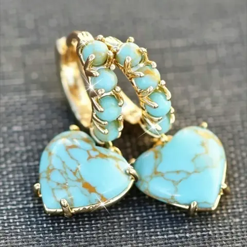 Boho Ethnic Style Fake Turquoise Statement Earrings for Women, Vintage Simple Elegant Party Vacation Gathering Jewelry Gift