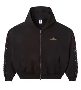 HMDD Crystal Zip Up Hoodie Black