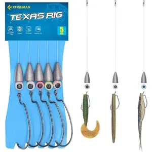 Texas Rigs for Bass Fishing Leaders with Weights Hooks Rigged Line Kit