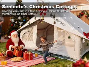 SENLEETO Christmas Cottage Pyramid Tent with Chimney Lightweight Waterproof Gold Plated Camping