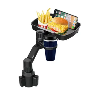 360° Rotatable Car Tray Holder, Drink Food Storage Rack with Single Cup Holder, Fits Most Cars, Convenient Travel Accessory