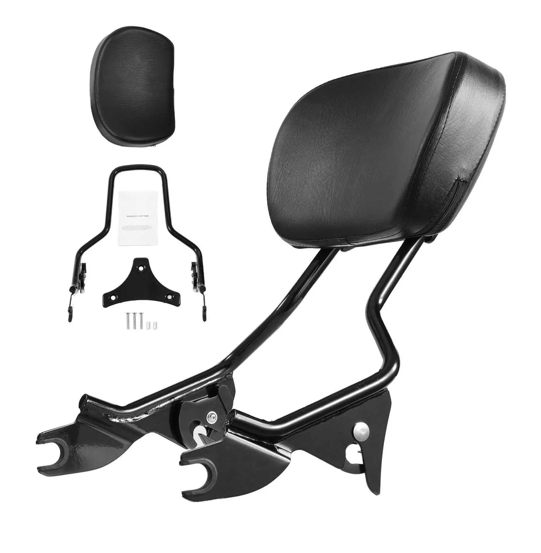Motorcycle Passenger Backrest, Harley-Davidson Touring 2009-2024, Detachable Sissy Bar, 16-Inch Black U-Shaped Structure 16-18 inch
