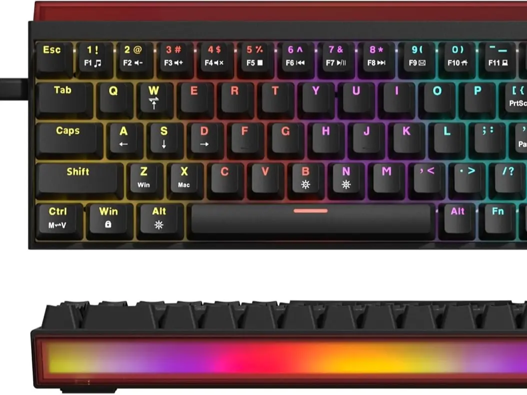 Womier WK68 PRO 65% Percent Keyboard with Light Box, Wired Keyboard Gaming Mechanical with MCA Keycaps,OEM Profile