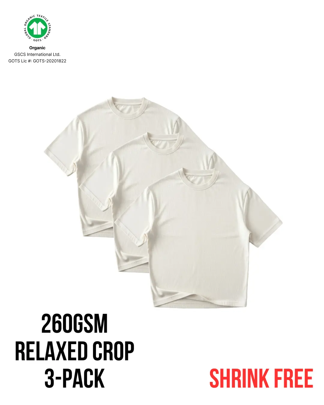 G32 Everyday Relaxed Tees — 260 GSM Organic Cotton, 3-Pack Artic Wolf