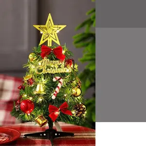 Mini Christmas Tree PVC 30cm with Red Bow and Gold Star Topper for Festive Decorations