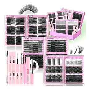 6 Box Mix Lashes Clusters Kit Gift Packs 1686Pcs with 2X Bond&Seal Volume Mega/Bottom Soft Extension False Eyelash D Curl Wispy Natural DIY Individual Fake Eyelashes