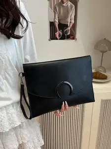 1pc  Ladies' handbag, solid color computer bag, flip cover, fashionable, versatile, casual and simple, suitable for white-collar workers to work, commute for business and travel, ladies' handbag