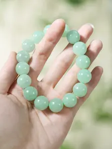 Real Natural Jadeite Bead Circular Single Loop Bracelets, Exquisite, Fashionable, High-End Jade