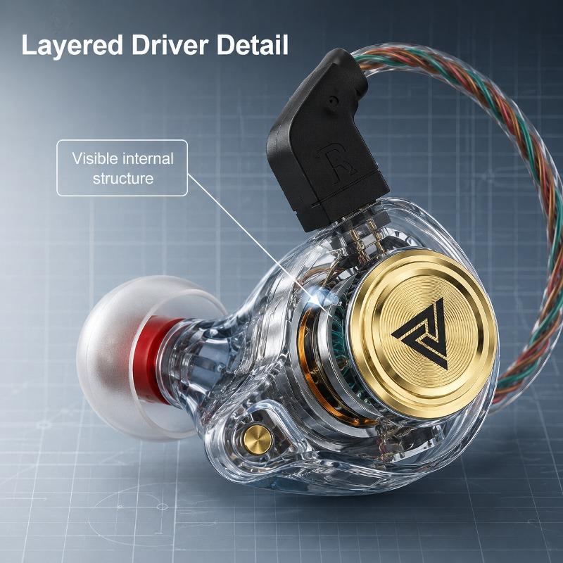 Wired Gaming Earbuds, Ak3file in Ear Monitors, Deep Bass Sound Wired Earbuds, HiFi in Ear Headphones with 1DD 10mm Dynamic Driver, IEM for Music Gaming Video Calling