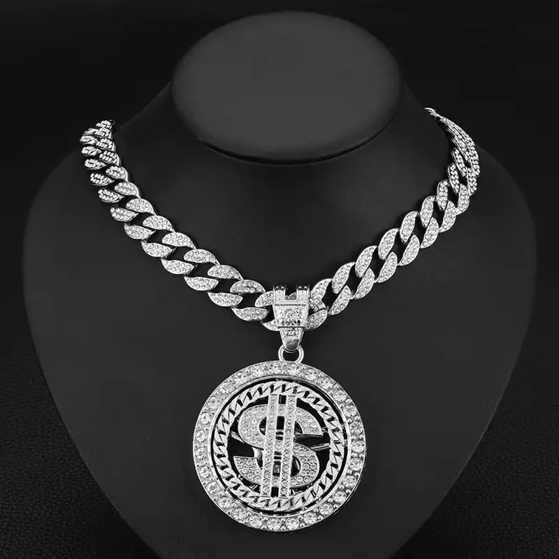 Collana Uomo Hip Hop Con Ciondolo Simbolo Del Dollaro, In Acciaio Inossidabile