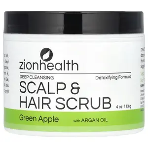 Zion Health Deep Cleansing Scalp & Hair Scrub with Argan Oil, Green Apple, 4 oz (113 g)