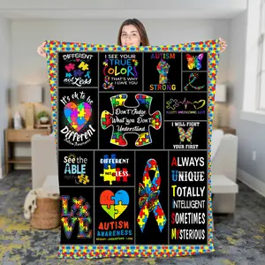 Autism Warrior Fleece Sherpa Blanket For Son - Modern Print Pattern - Soft and Cooling Material - Christmas Blanket