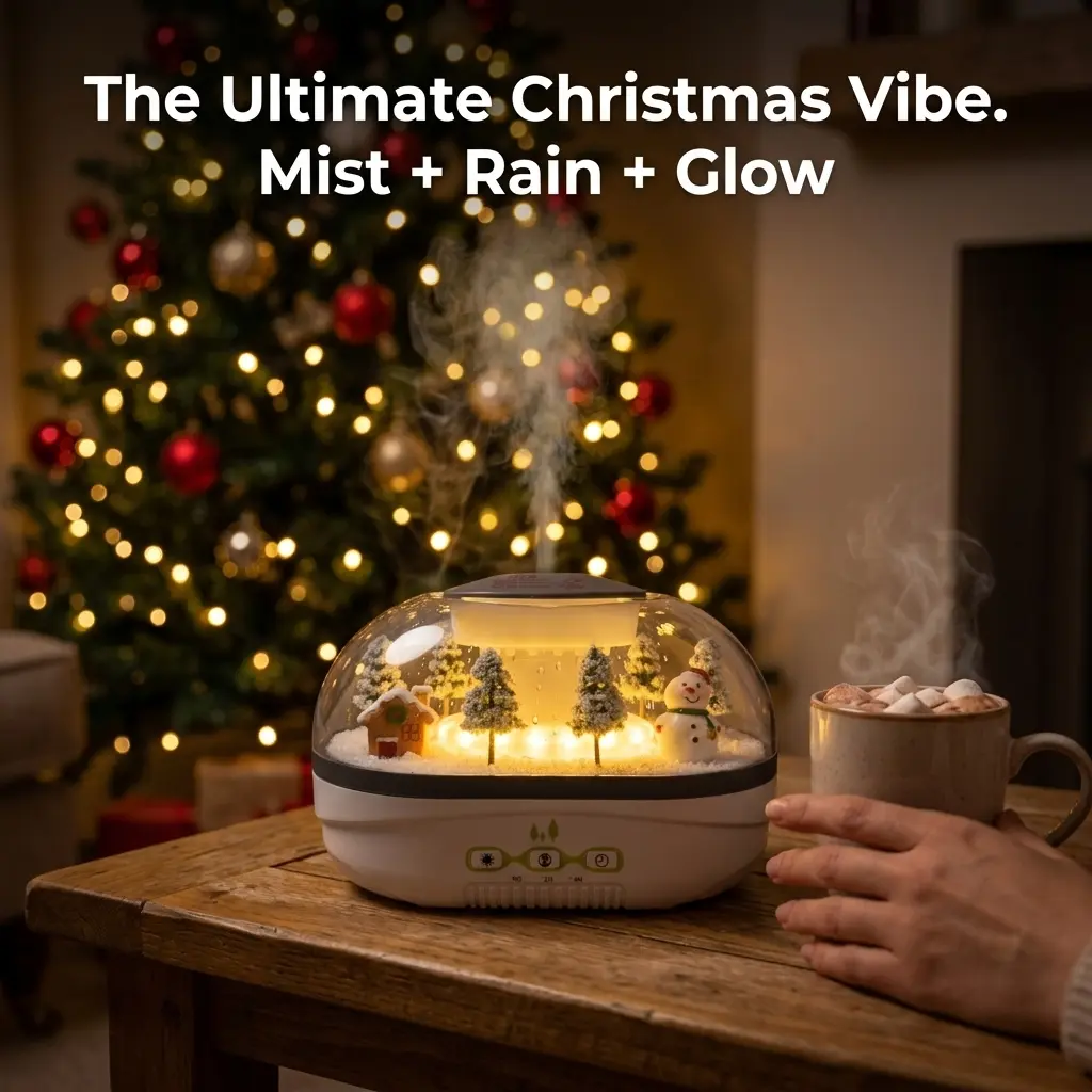 HONSUN Aromatherapy Essential Oil Diffuser | Indoor Room Humidifier, Auto-off Protection & Aromatherapy Function. 400ML Christmas Diffuser, Raindrop Effect, Independent Light & Mist Control, Type-C Power, 2H/4H Timer, Xmas Bedroom Decor