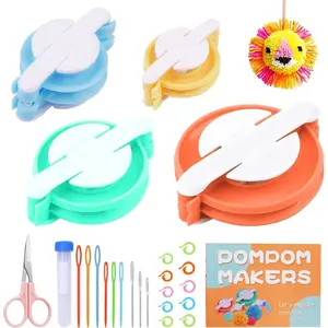 27Pcs Pom Pom Maker, 4 Size Pompom Maker Kit for Fluff Ball Weave, Crochet Knitting with Scissor and Instruction for Adult DIY Decoration Yarn Knitting Project