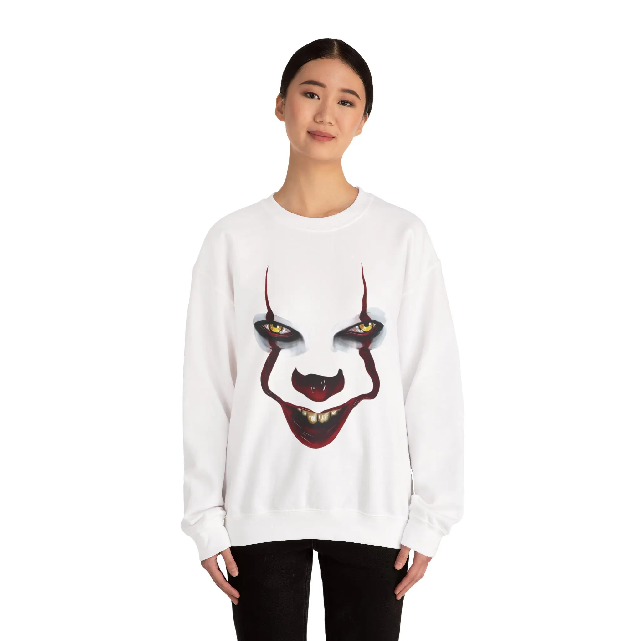 Scary Clown Face Sweatshirt | Creepy Pennywise Inspired Horror Crewneck