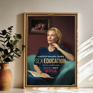 Sex Education Season 2 Netflix Poster Promotional Portrait Wall Art Vintage Black and White Art Posters Funky Aesthetic Canvas Prints Retro Bar Cart Decor for Bar Bedroom
