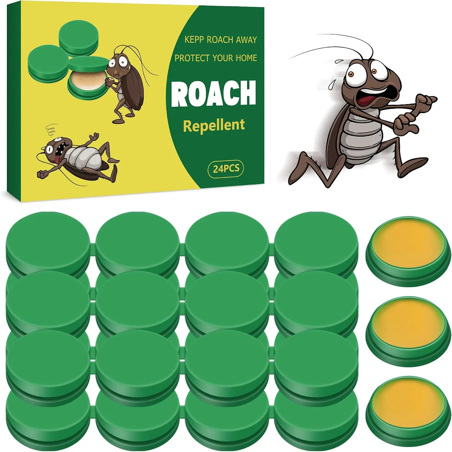 24-Pack Indoor Cockroach Bait Stations, Ready-to-Use Pest Repellent with Long-Lasting Attractant for Home, Kitchen & Bathroom