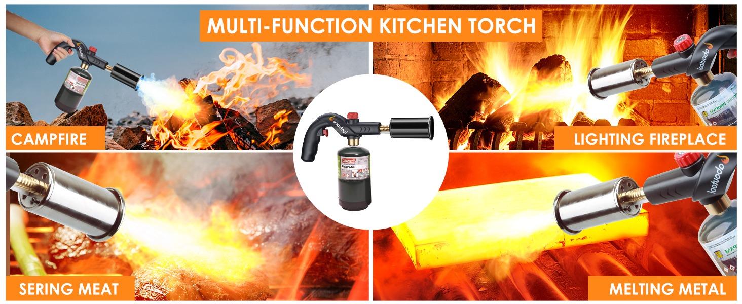 Propane Cooking Torch, Torch Head for Propane Tank with Igniter Searing Torch for Sous Vide Charcoal Torch Lighter BBQ Grill Flame Thrower Campfire Starter (Propane Tank Not Included)