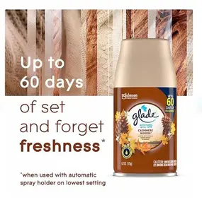 Glade Automatic Spray Air Freshener Refills, 4 ct.-Cashmere Woods Fragrance Pack Scent Room Burst Perfume Scented Aroma