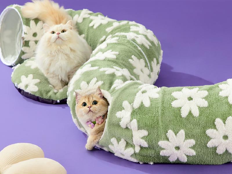 Lesure Cat Tunnel Bed for Indoor Cats - Warm&Cozy Cute Cat Donut Tunnel with Washable Circle Cushion, Under Christmas Tree, Round Pet Play Tunnel Toy for Kitten/Puppy/Rabbit, Peekaboo Cave Toy, Cool Cat Stuff, Perfect for Autumn & Winter Calming Lesure Cat Tunnel Bed for Indoor Cats - Warm&Cozy Cute Cat Donut Tunnel with Washable Circle Cushion, Under Christmas Tree, Round Pet Play Tunnel Toy for Kitten/Puppy/Rabbit, Peekaboo Cave Toy, Cool Cat Stuff, Perfect for Autumn & Winter Calming