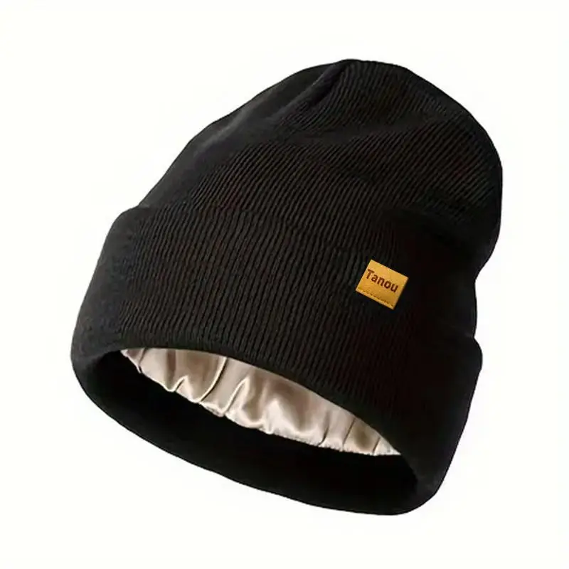 Cozy Solid Color Satin Lining Bonnet Hats, Hat for Men & Women, Bonnet Hats Suitable for Fall Streetwear Fall Clothing, Outdoor Sports, Skiing, Hat