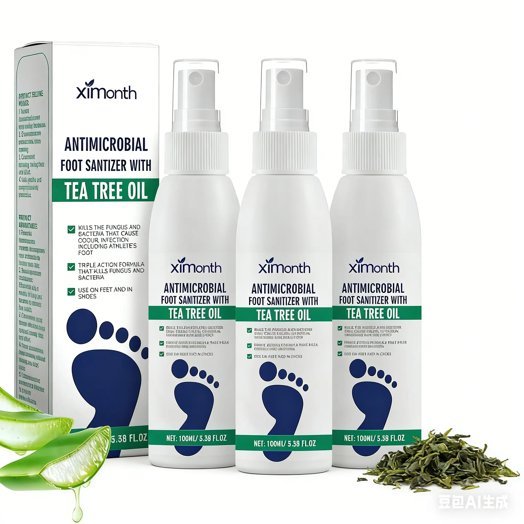(3 bottles)Tea Tree Oil Foot Spray - Plantar Moisturizing Deodorant for Odor Control & Dry Feet Care, Natural Foot Sanitizer with Antifungal Properties,Ximonth Clear Foot Sanitizer Spray,for Foot & Shoe Freshness Foot Care Cream Daily Moisturizer Hydrate