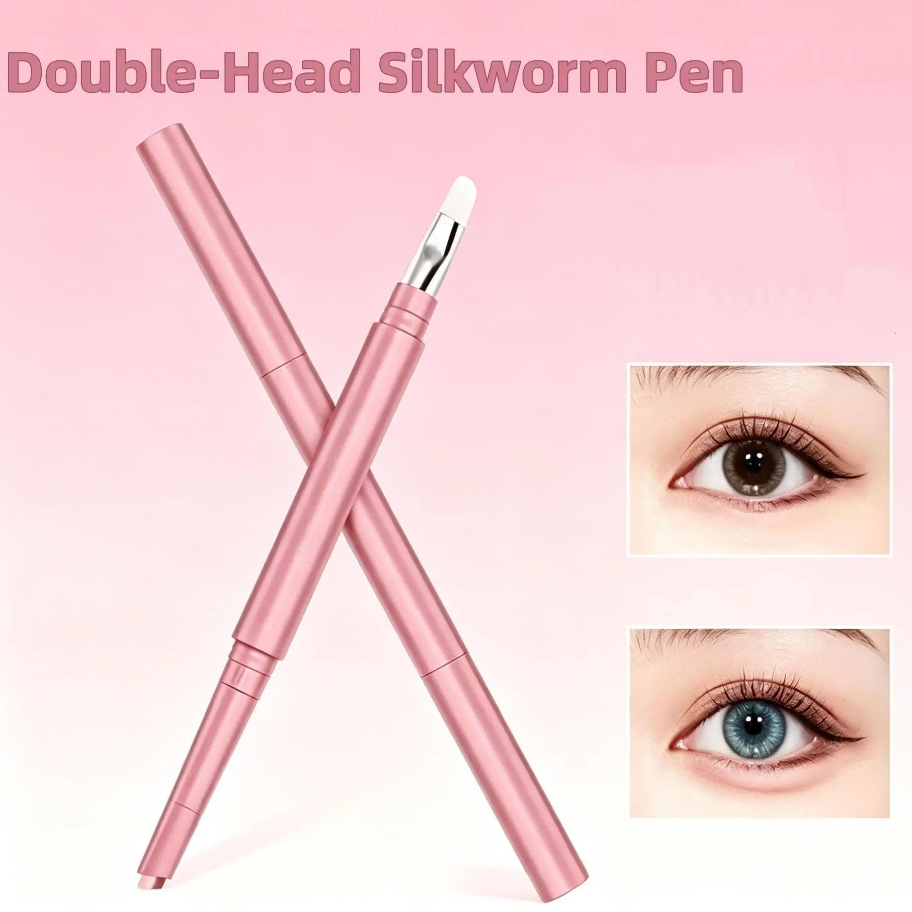 1PC Under Eye Highlighter Stick with Brush, Waterproof & Smudge-Proof Under Eye Brightener Pencil, Highlighter Makeup Pen, Lying Silkworm Pencil Highlight &  Contour Pencil Dual Ended Waterproof Makeup Stick summerwins