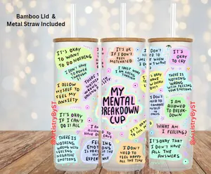 Mental breakdown cup, Daily Affirmations Glass cup, Beer Can Libby Glass 16oz Daily affirmations tumbler, gift for her, best friend tumbler