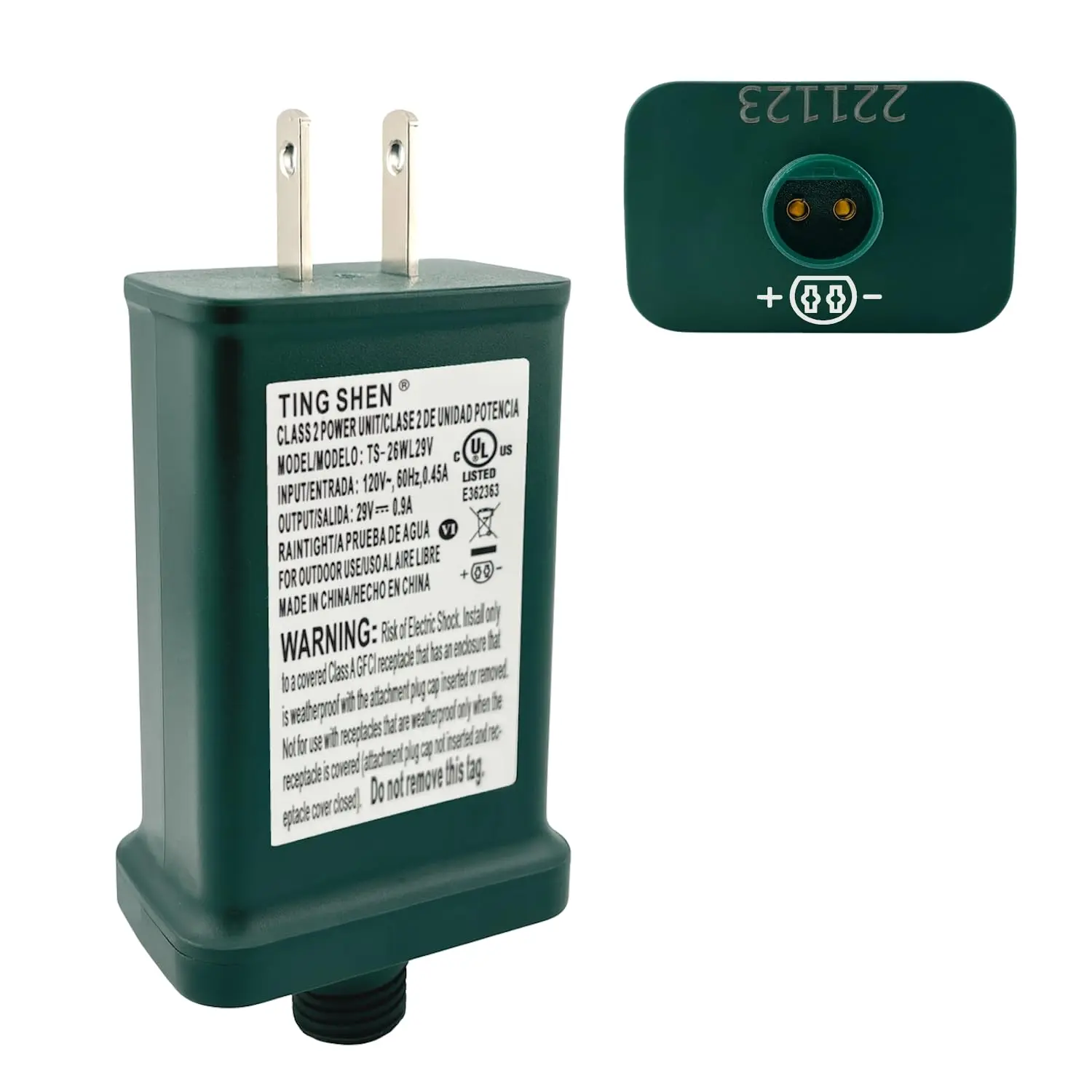 1x Replacement TS-26WL29V Rectangular Plug-In LED Transformer, 29V 0.9A 26W Class 2 IP44 Rated Raintight Waterproof UL-Listed US Plug Power Adapter, for Power Conversion, Christmas Tree Lighting (Beatihomme, All, Not Applicable)