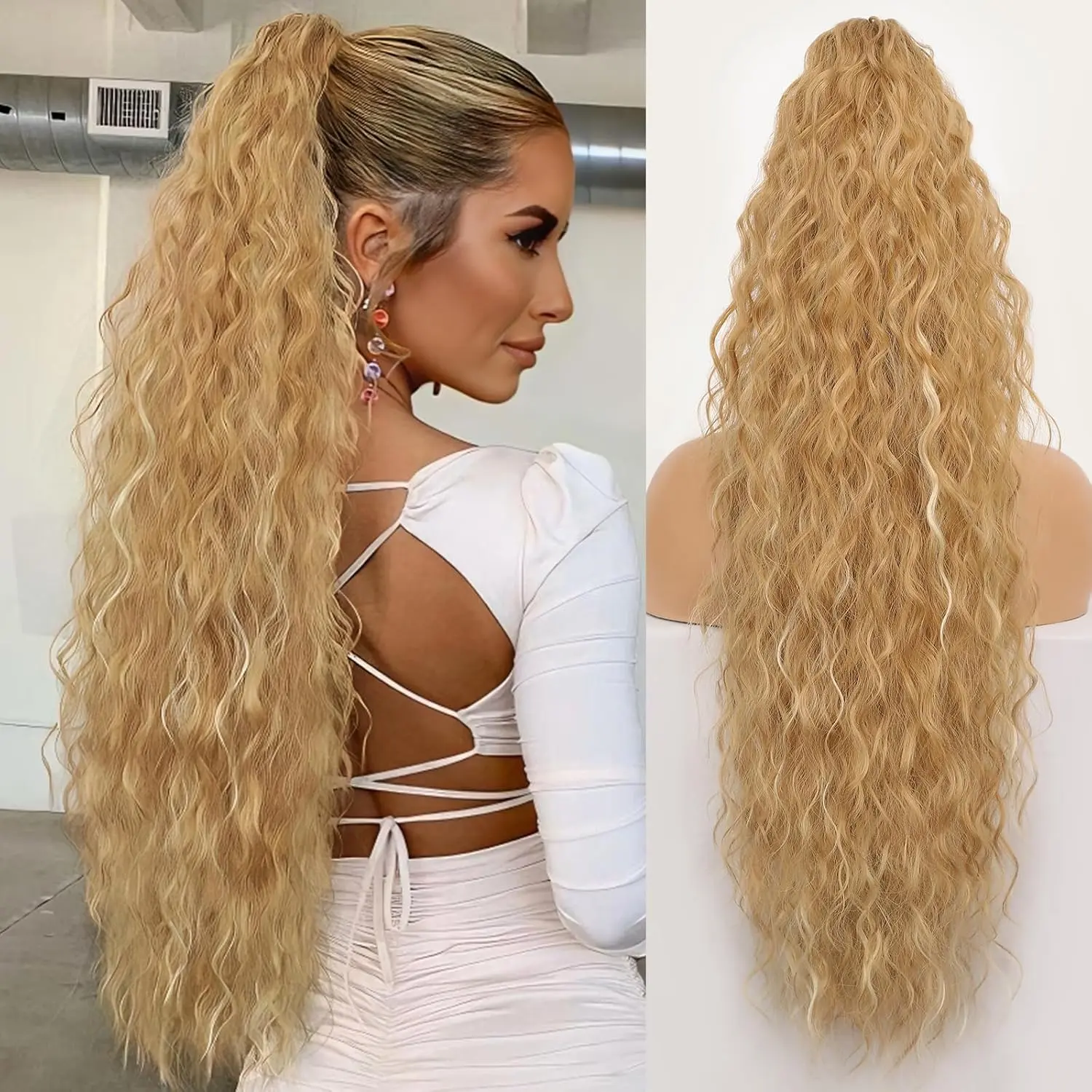 Blonde with Highlights Claw clip Ponytail