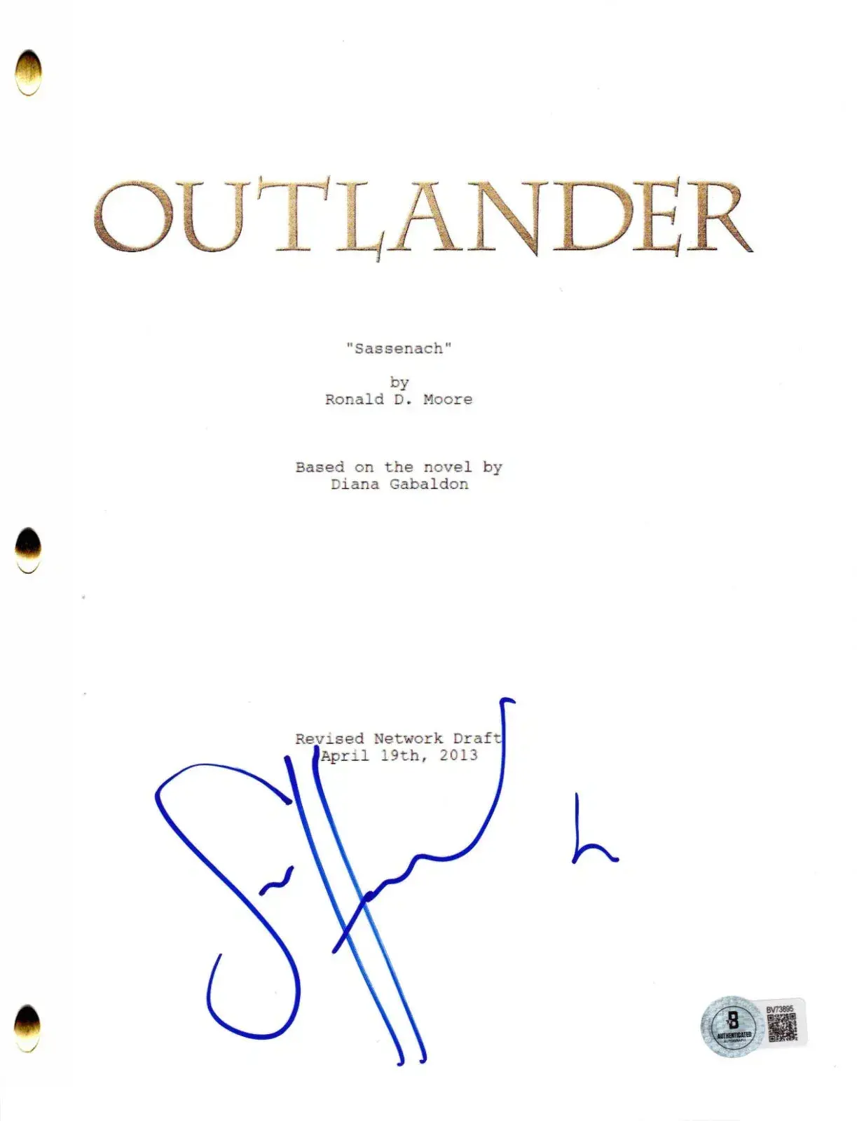 Sam Heughan Authentic Autographed Outlander Script