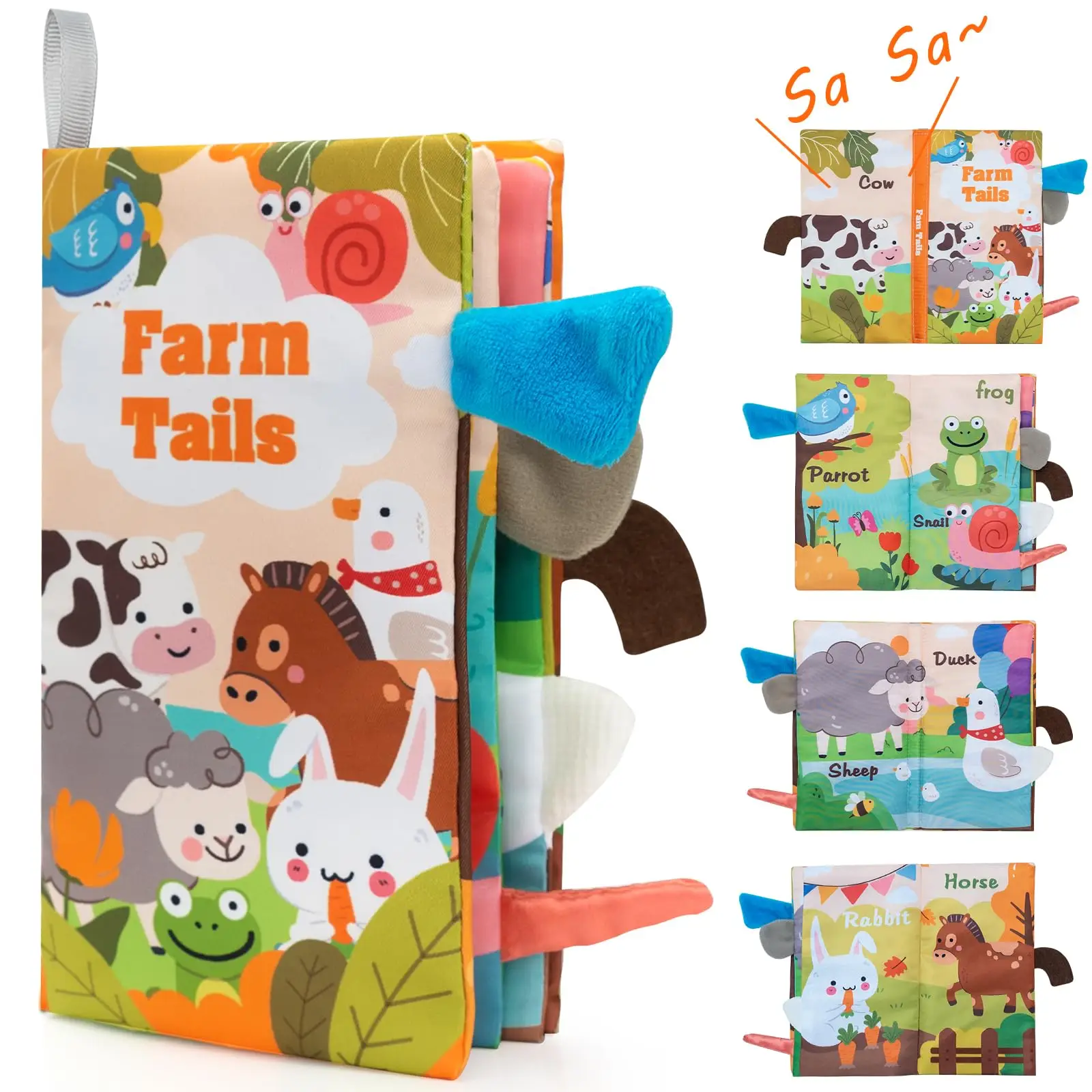 Baby Early Education Interactive Crinkle Cloth Book, 1 Count 3D Cartoon Animal Design Sensory Toys for Infants & Children, Interactive Educational Toy