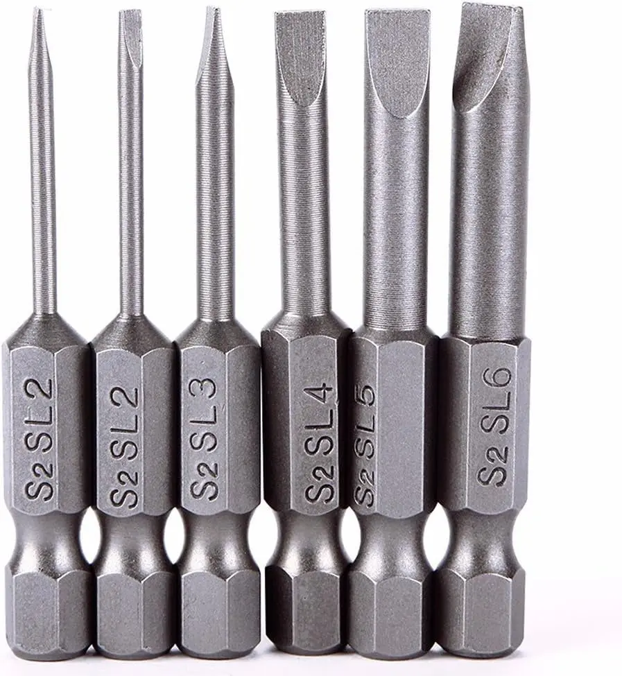 Metric Jet  Flat Head Screwdriver Bits Set - 6 Pcs (2.0-6.0mm, Alloy Steel)
