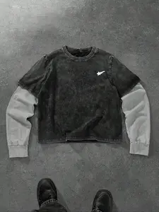 Unisex Fall Winter Patchwork Fitted Short Sleeve T-Shirt, Street Style Y2K Fashion, Perfect for Casual