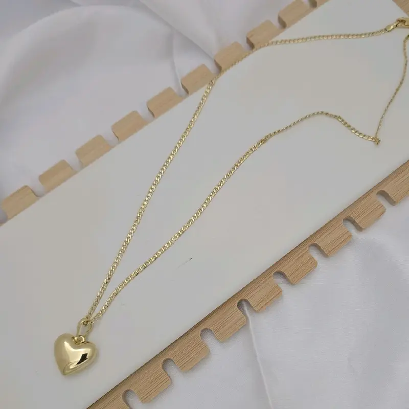 Cadena 196 Cuban Unisex Gold Plated Necklace with Heart Pendant 478