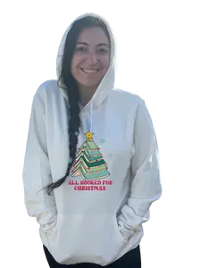 Women's Christmas Tree and Book Themed Hoodies - Casual Round Neck Tops Womenswear Sweaters Lady Women Comfort