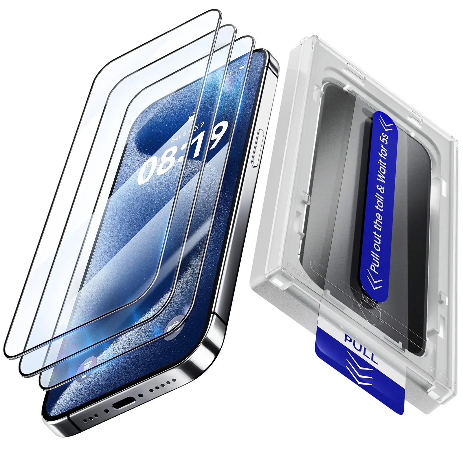 3‑Pack Tempered Glass Screen Protector For iPhone 13/14/15/16/17, Auto‑Alignment Installation Kit, Auto Dust Removal, 9H+ Military‑Grade Shatter‑Resistant, HD Clear, Case‑Friendly