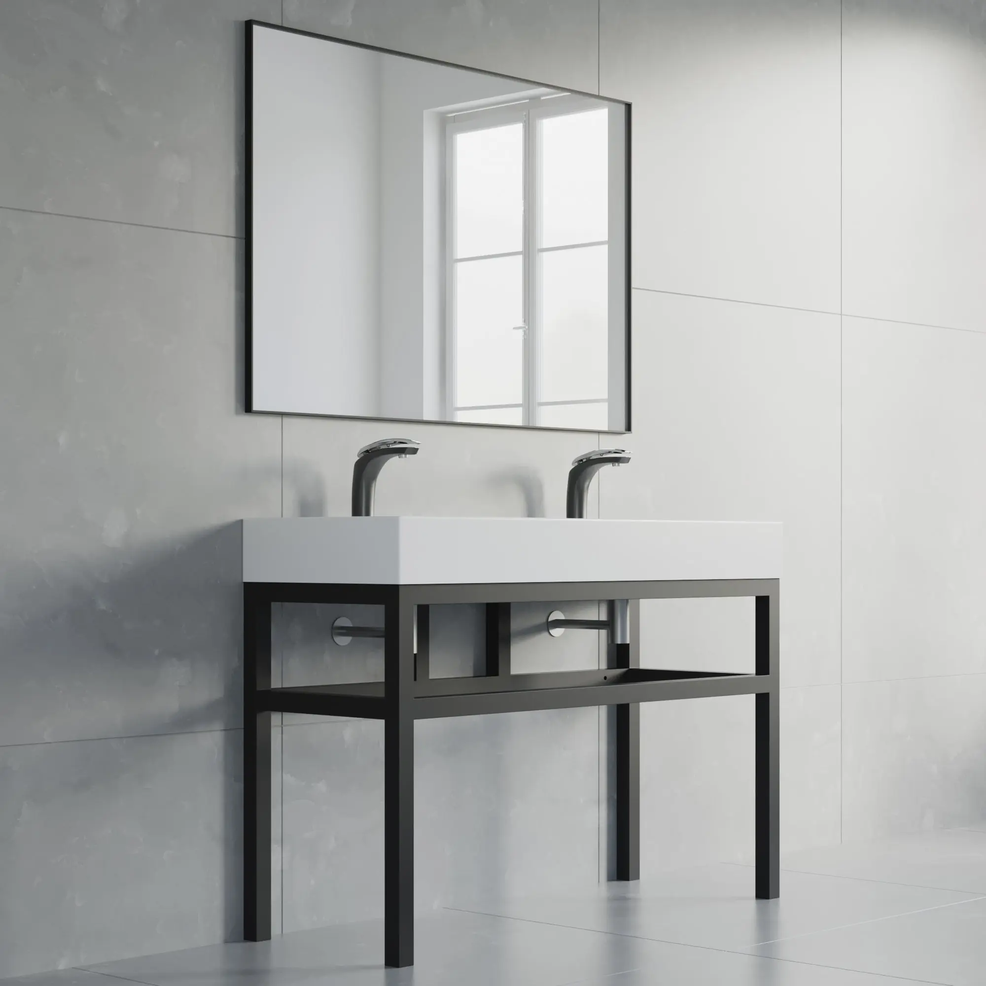 Dowell 48" Bathroom Basin Stand Black Pedestal - 7003 Series
