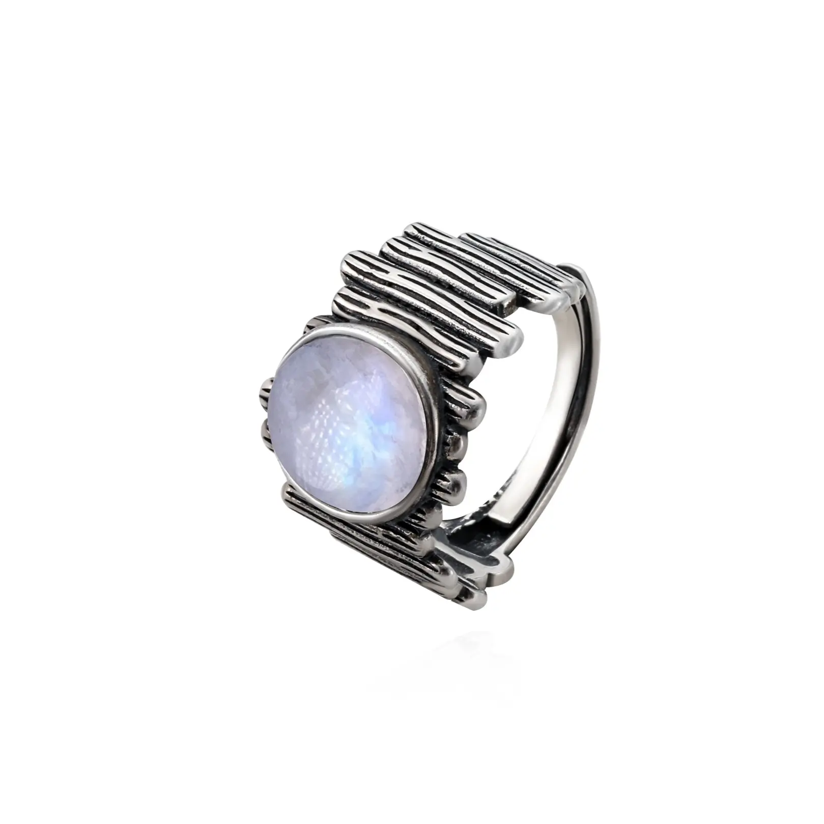 IXLUCK Statement Rings for Women, Chunky Natural Moonstone 925 Sterling Silver, Adjustable US 6.5-9, Enhance Intuition & Calm Emotions for Everyday Wear, Elegant Packaging, Adjustable Chunky Statement Ring